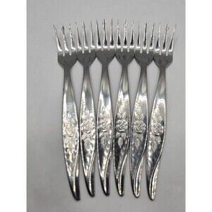 VTG HF Avon Rose Flatware Seafood Set Stainless Steel Silverware Floral Pattern